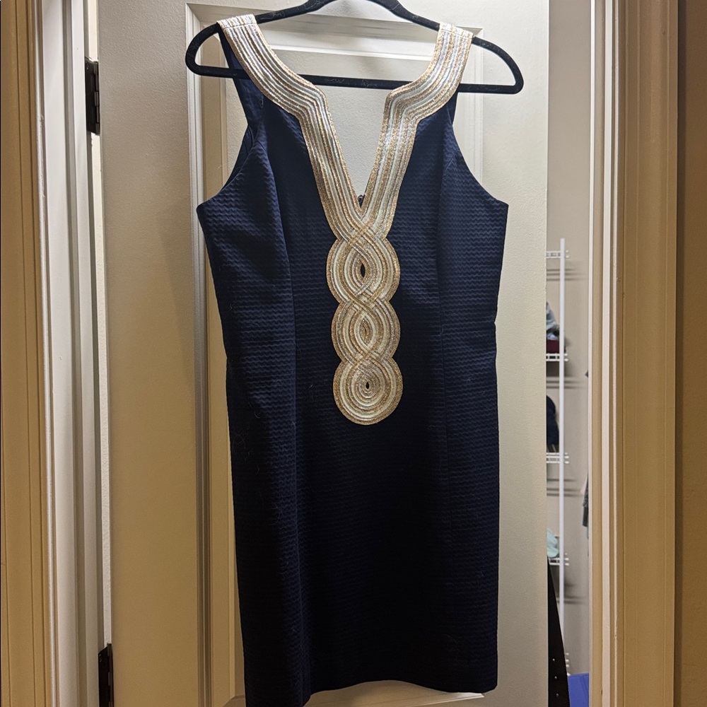 Lilly Pulitzer Navy Dress with Gold Accents